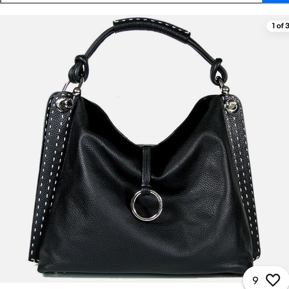 BCBGMaxAzria Black pebbled Leather silver hardware large Shoulder Bag